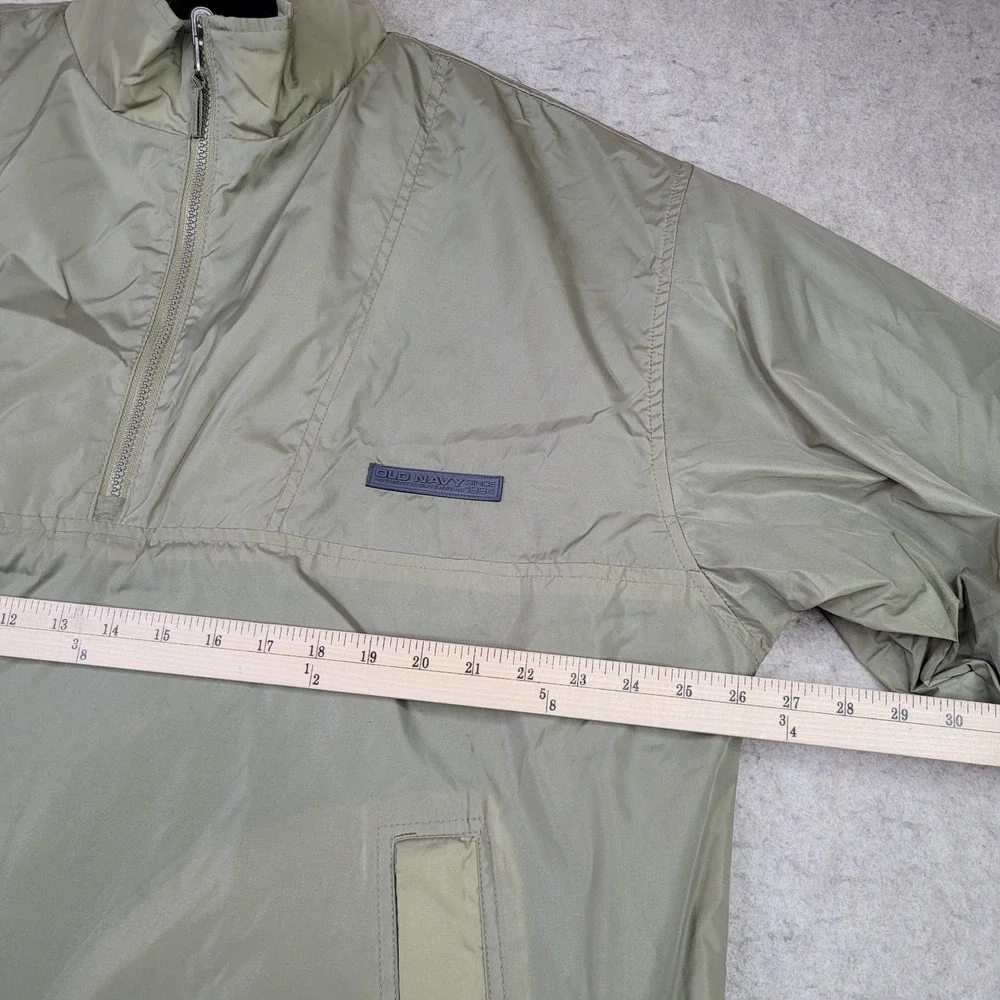 Old Navy Jacket Mens Large 1/4‎ Zip Gray Pullover Windbreaker Reversible Fleece